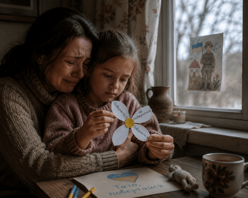 «Повернеться… не повернеться… повернеться…», – дівчинка сіла біля вікна й почала відривати паперові пелюстки.