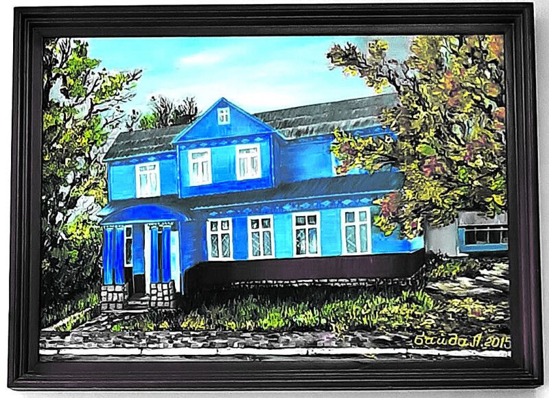 Голубий будинок на картині мешканки Голоб Антоніни Байди.