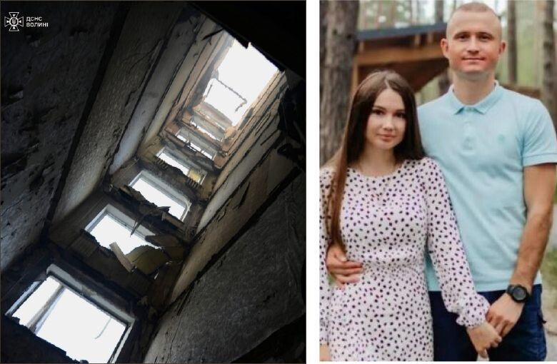 Тіла молодої пари, яка мешкала на 8 поверсі, знайшли аж у підвалі, адже вся конструкція під'їзду обвалилася внаслідок влучання ракети.