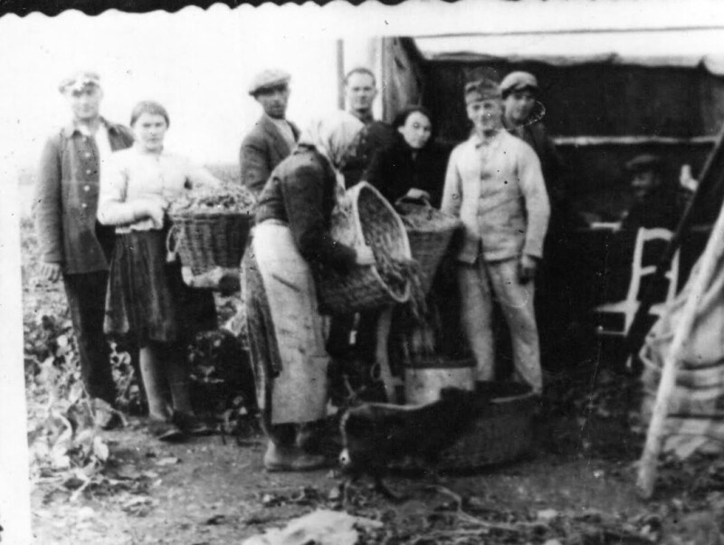 Поліщук із Ратнівщини (крайній ліворуч) під час німецького полону на роботах у 1940-му році.