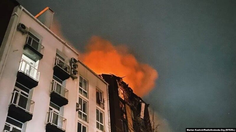 Пожежа внаслідок влучання дрона в будинок на Київщині, 28 січня 2026 року