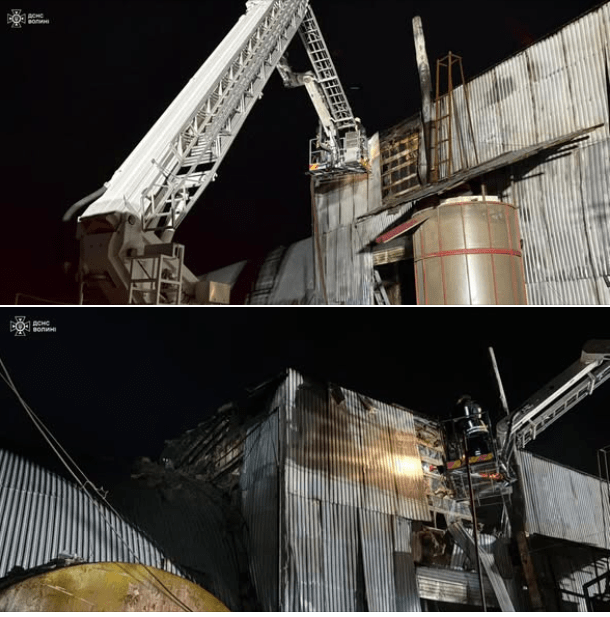 Пожежу погашено за допомогою трьох водяних стволів.  Фото: ДСНС Волині.