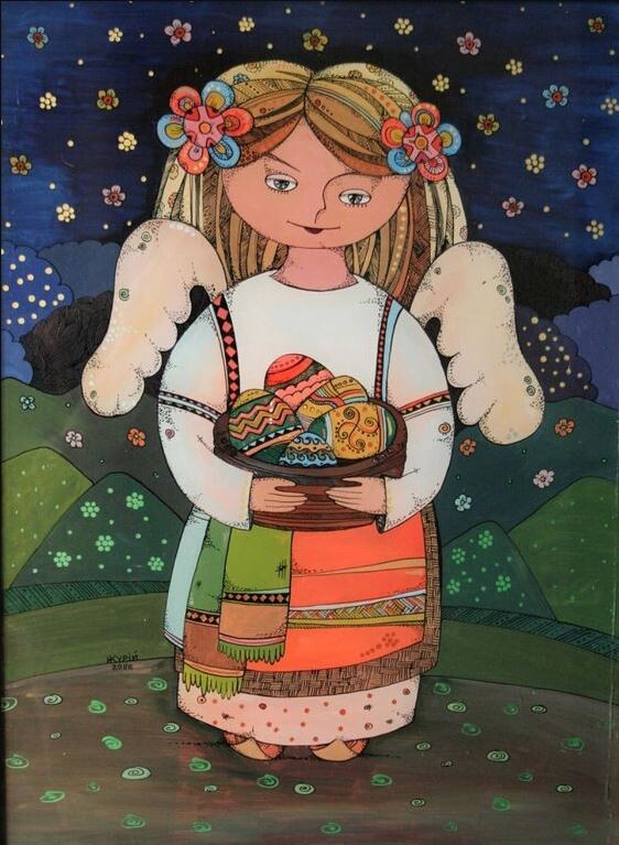 Львівська художниця Наталія Курій-Максимів зображає незвичних ангелів на склі.