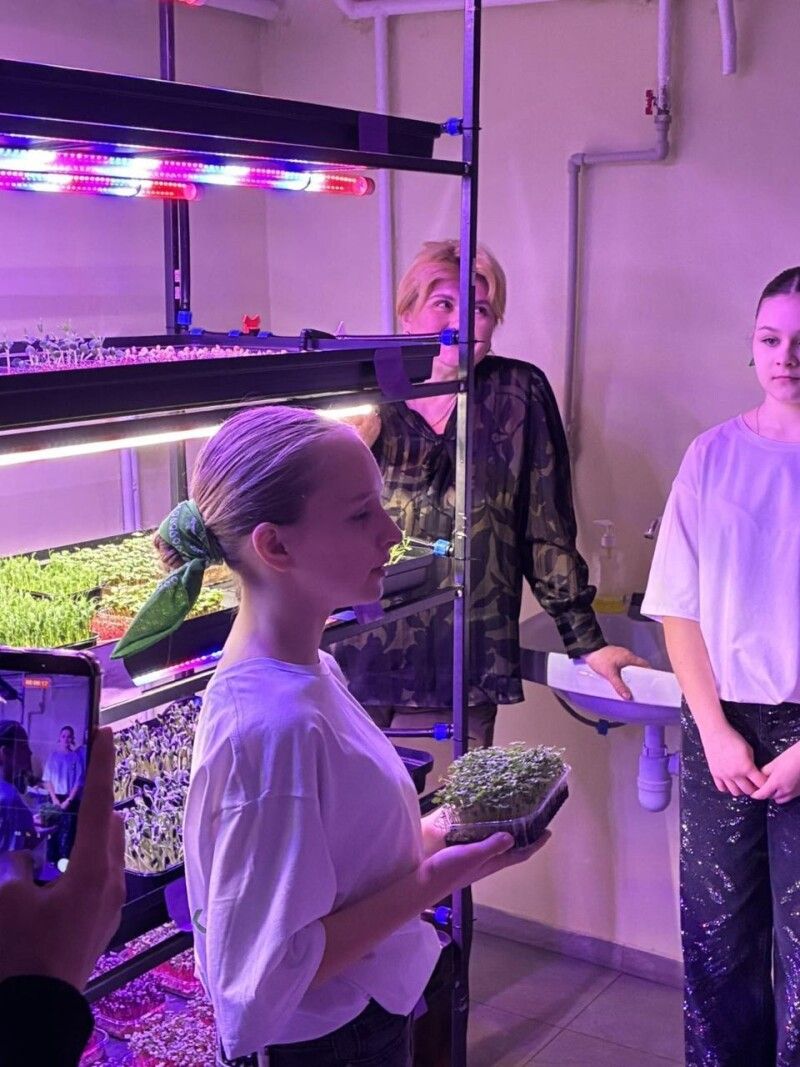 Школярі вирощують мікрозелень за сучасною технологією.