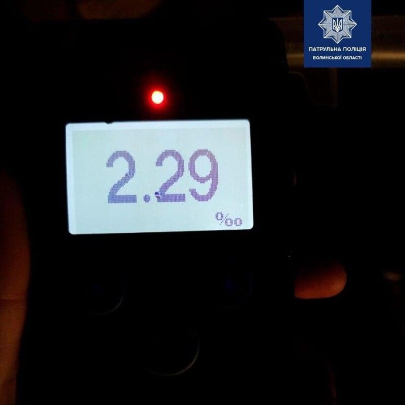 Нетверезий водій мав 2, 29 проміле алкоголю, що в 11 разів вище допустимої норми.