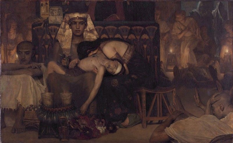 Картина британського художника Лоуренса Альма-Тадема (1836–1912) «Десять страт єгипетських: смерть первістка фараона» (1872).