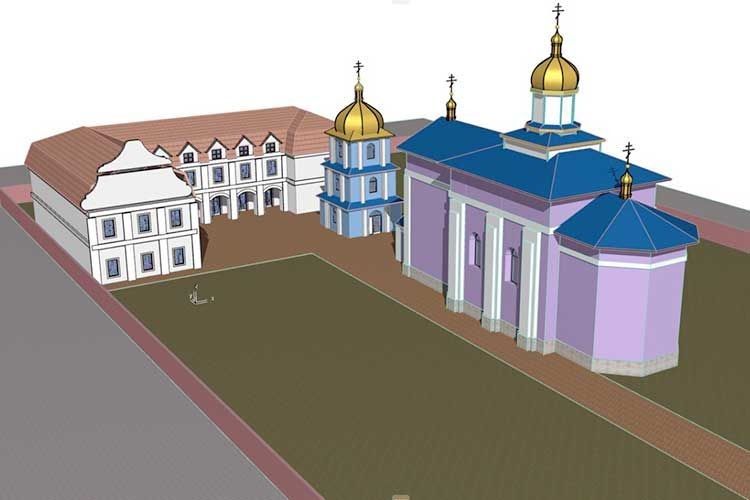 Ескіз проекту монастиря у комплексі зі Свято-Троїцьким храмом.